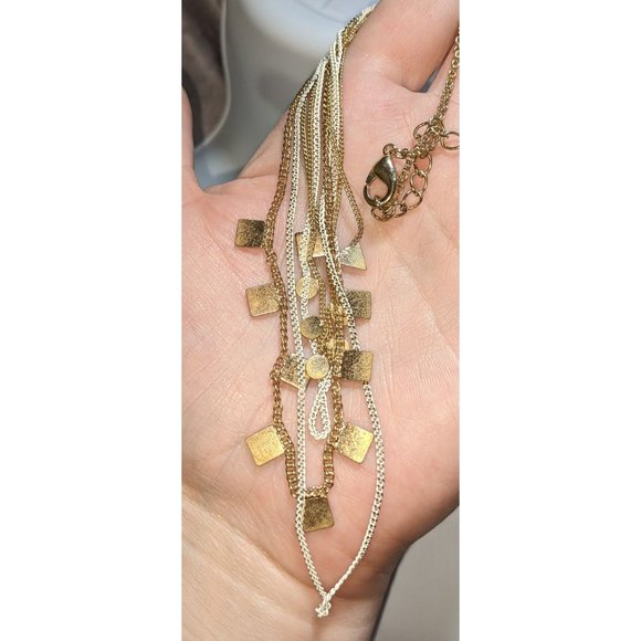 Gold Multilayer Geometric Necklace - Picture 3 of 4